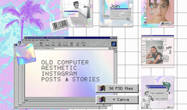 Creative Market - Old Computer Insta template Ps Canva