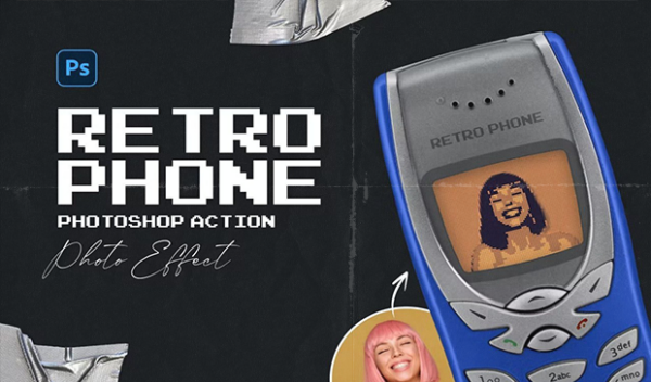 Retro Phone Photoshop Action