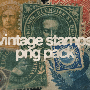 200 Vintage Stamps PNG Pack